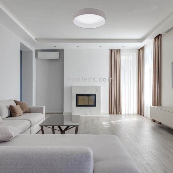Plafón LED textil Palomaro gris pardo grande ambiente