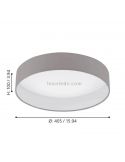 Dimensions du plafonnier LED Palomaro textile gris taupe moyen