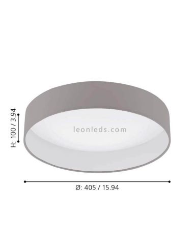 Plafón LED textil Palomaro gris pardo mediano dimensiones