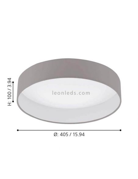 Plafón LED textil Palomaro gris pardo mediano dimensiones