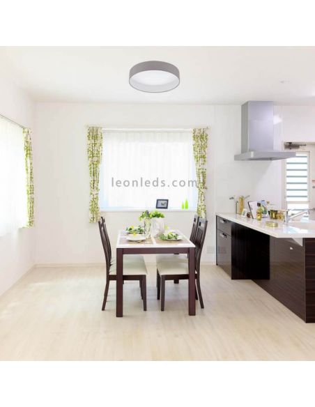 Plafón LED textil Palomaro gris pardo mediano ambiente