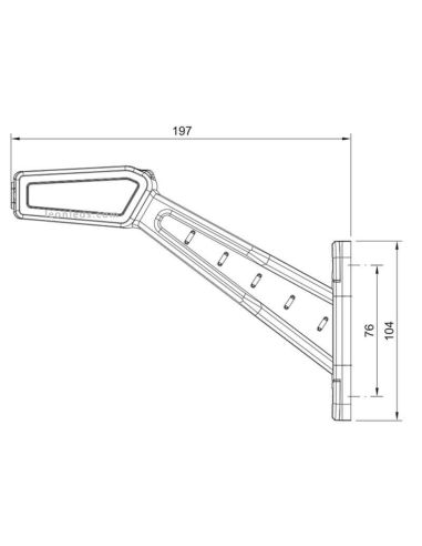 Dimensiones Cuerno LED flexible largo 3 luces FT-146 Fristom | LeonLeds