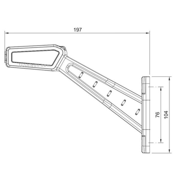 Dimensiones Cuerno LED flexible largo 3 luces FT-146 Fristom | LeonLeds