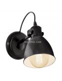 Aplique de pared industrial Priddy negro y blanco