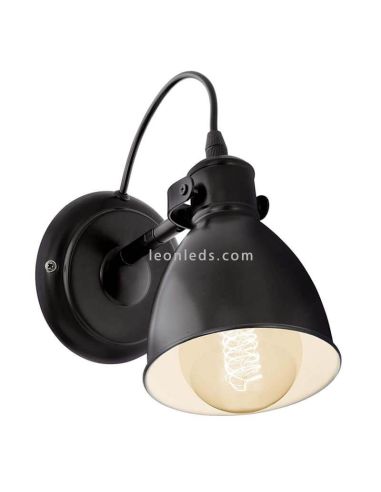 Aplique de pared industrial Priddy negro y blanco