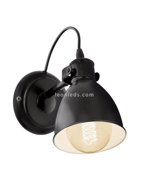 Aplique de pared industrial Priddy negro y blanco