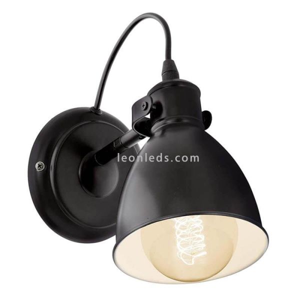 Aplique de pared industrial Priddy negro y blanco