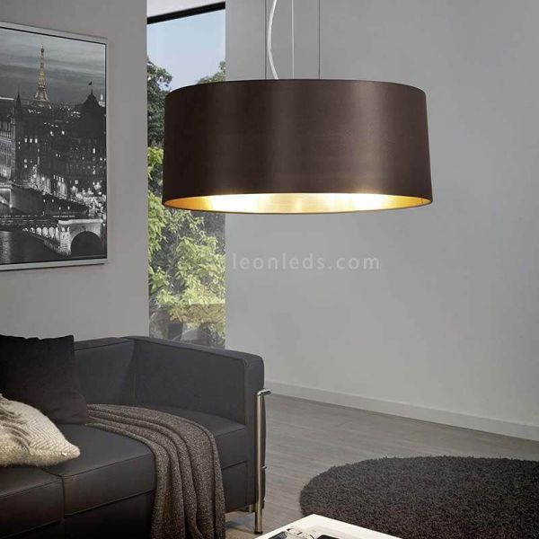 Lámpara colgante Maserlo en negro-oro Ø53cm Eglo