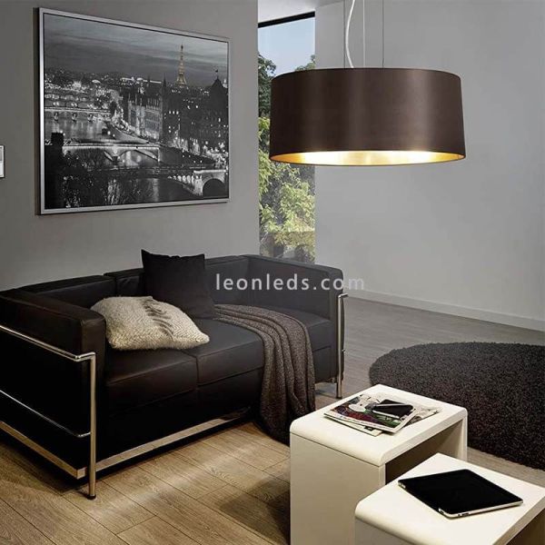 Lámpara colgante Maserlo en negro-oro Ø53cm Eglo Iluminación