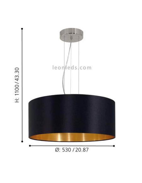 Lámpara colgante Maserlo en negro-oro Ø53cm Eglo Iluminación dimensiones