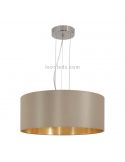 Lámpara de techo textil Maserlo beige-oro 3xE27