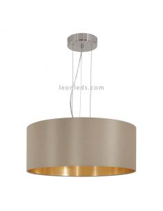 Lámpara de techo textil Maserlo beige-oro 3xE27