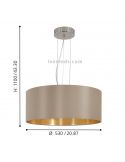 Lámpara de techo textil Maserlo beige-oro 3xE27 dimensiones
