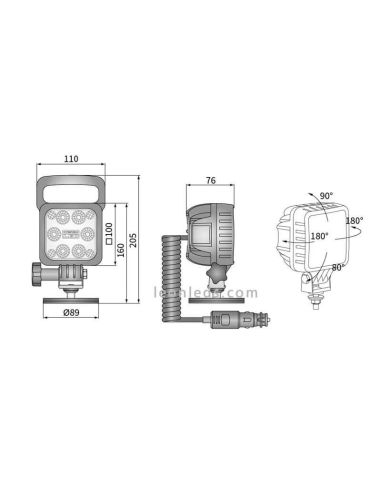 Farol LED magnético com conector de isqueiro, pega e interruptor Ao melhor preço! em LeonLeds