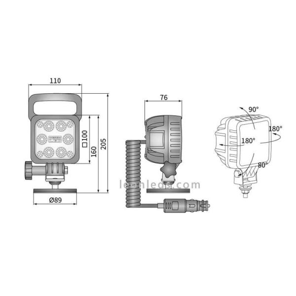 Faro LED Magnético con conector de mechero asa e interruptor ¡Al mejor precio! en LeonLeds