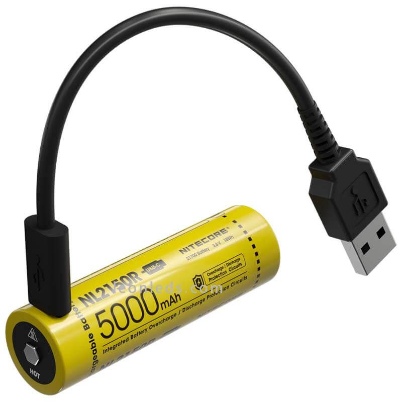 Batería recargable USB-C NL2150R 21700 5000mAh Nitecore | LeonLeds