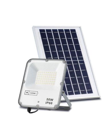 Proyector LED con placa solar 50W con mando a distancia | LeonLeds