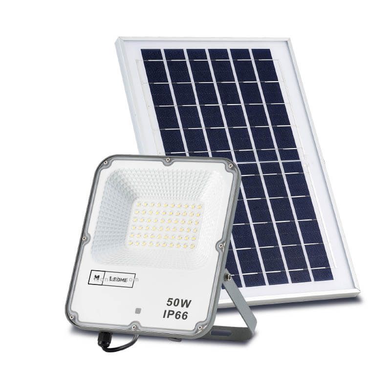 lana Simposio Prestigioso Proyector LED con placa solar 50W con mando a distancia | LeonLeds.com