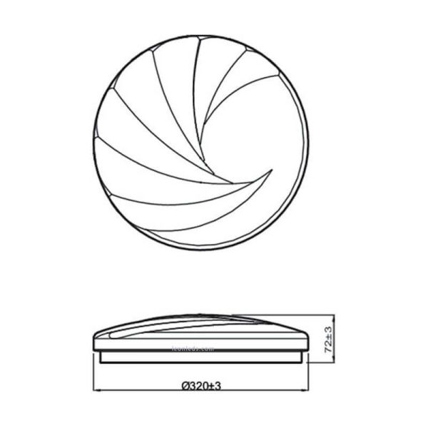 Dimensions de Plafonnier LED Moderne 17W Shore 4000K 1.900Lm Philips | leonleds