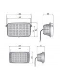 Dimensiones de Faro LED empotrable rectangular 40W con optica de trabajo Wesem | LeonLeds