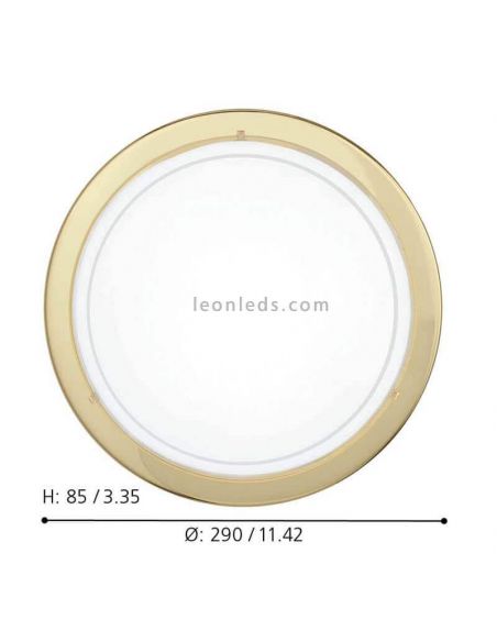 Luminária de teto/parede Planet 1 em aço e vidro dourado Dimensões Eglo