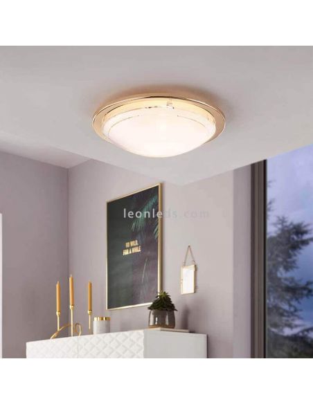 Plafonnier/applique murale Planet 1 en acier et verre doré Eglo