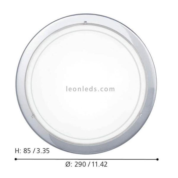 Plafón de techo Planet 1 de acero cromo 1xE27 dimensiones