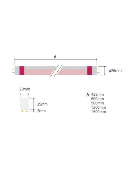 Tubo LED Megalux Meat Carnes Rojas Leds Factory Especial alimentación de la mejor calidad | LeonLeds