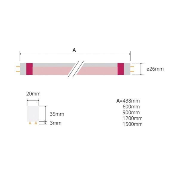Tubo LED Megalux Meat Carnes Rojas Leds Factory Especial alimentación de la mejor calidad | LeonLeds