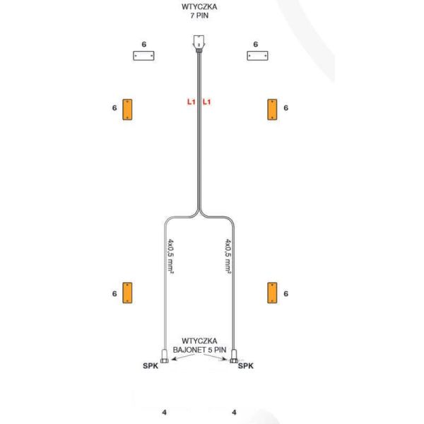 Câblage de remorque avec connecteur 7 pôles et 2 connecteurs 5 broches pour feux arrière Fristom | leonleds