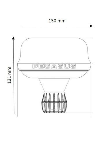 Dimensiones Rotativo LED con tulipa transparente con soporte Flexible DIN ISO 4148/4165 `Chuzo´ Vignal | LeonLeds