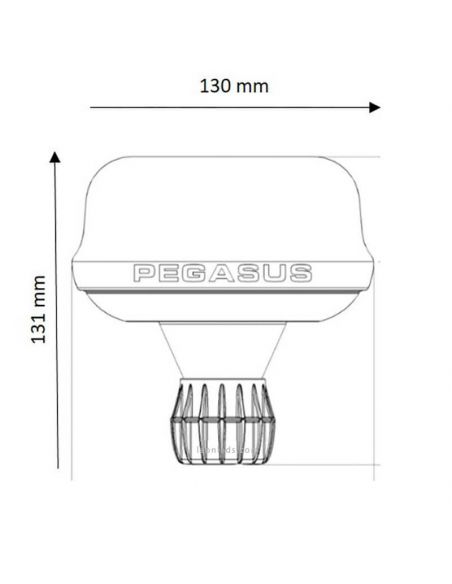 Dimensiones Rotativo LED con tulipa transparente con soporte Flexible DIN ISO 4148/4165 `Chuzo´ Vignal | LeonLeds