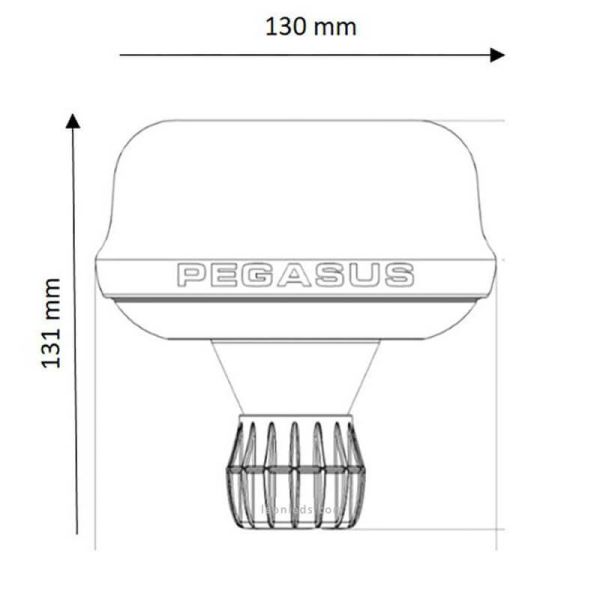 Dimensiones Rotativo LED con tulipa transparente con soporte Flexible DIN ISO 4148/4165 `Chuzo´ Vignal | LeonLeds