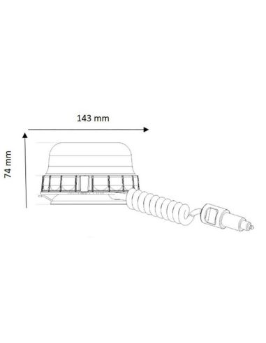 Dimensões LED rotativo com abajur transparente com ventosa magnética e isqueiro 147589 Vignal | leonleds