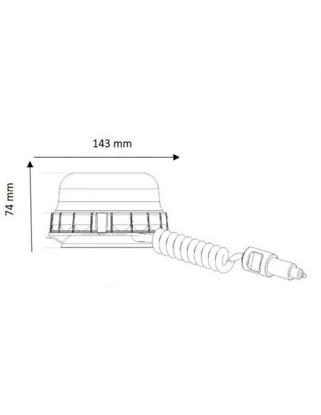 Dimensions LED orientable avec abat-jour transparent à ventouse magnétique et briquet 147589 Vignal | leonleds