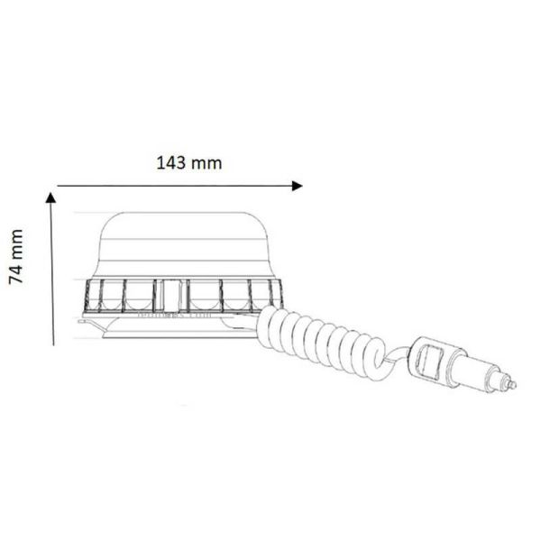 Dimensions LED orientable avec abat-jour transparent à ventouse magnétique et briquet 147589 Vignal | leonleds