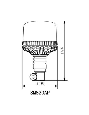 Dimensiones Rotativo LED alto con luz giratoria Agropar | LeonLeds