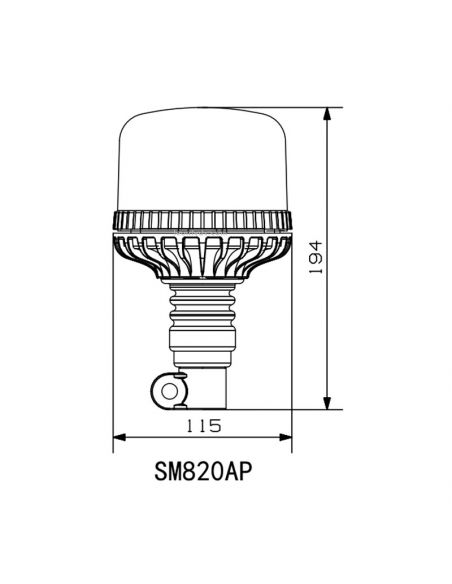 Dimensiones Rotativo LED alto con luz giratoria Agropar | LeonLeds