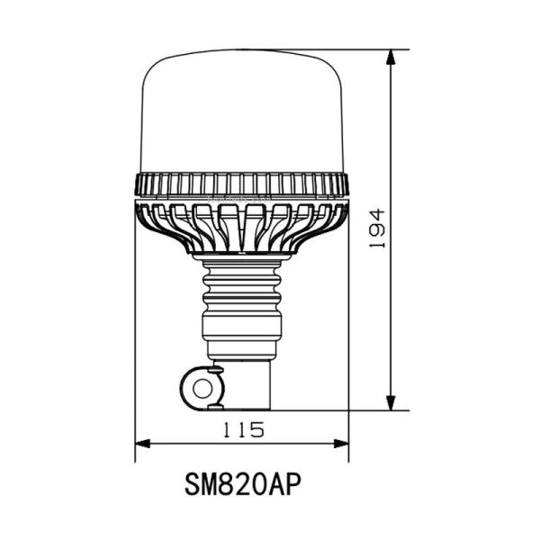 Dimensiones Rotativo LED alto con luz giratoria Agropar | LeonLeds