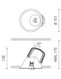 Dimensiones del downlight LED Lex Asymmetric 24W de Arkoslight | LeónLeds.com