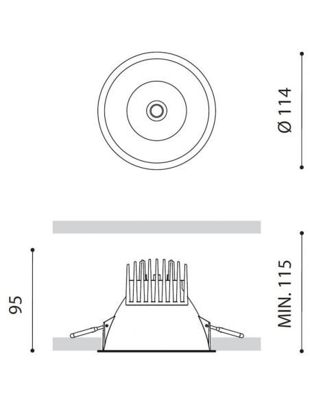 Dimensiones del downlight LED Lex Mini de Arkoslight | LeónLeds.com