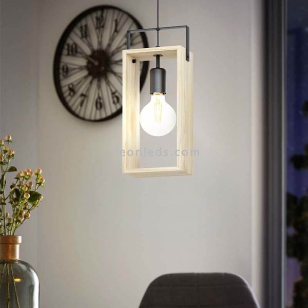 Lámpara colgante de madera vintage Famborough 1xE27 Eglo Iluminación