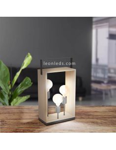 Lámpara de mesa Famborough con 3 luces de madera 2