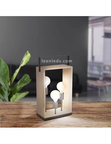 Lámpara de mesa Famborough con 3 luces de madera Eglo Iluminación
