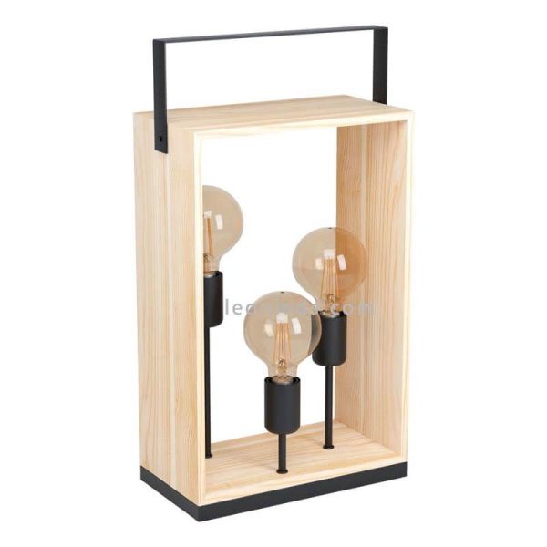 Lámpara de mesa Famborough con 3 luces de madera