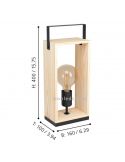 Lámpara de mesa vintage Famborough de 1 luz Eglo Iluminación dimensiones