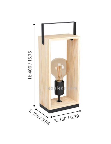 Lámpara de mesa vintage Famborough de 1 luz Eglo Iluminación dimensiones