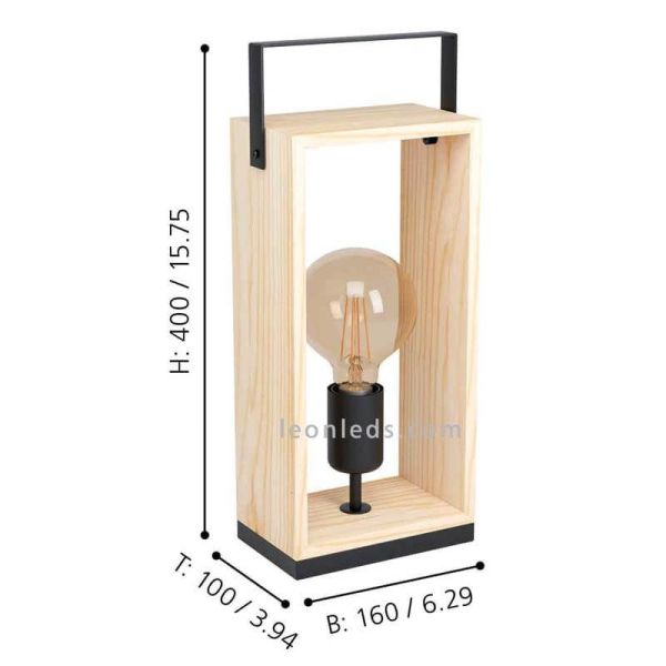 Lámpara de mesa vintage Famborough de 1 luz Eglo Iluminación dimensiones