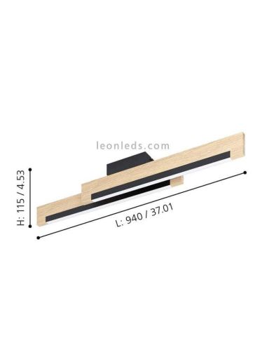 Plafonnier LED minimaliste Camacho en bois Dimensions Eglo