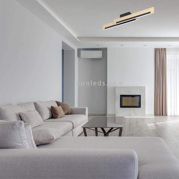 Plafón LED de techo Camacho minimalista de madera Eglo Iluminación